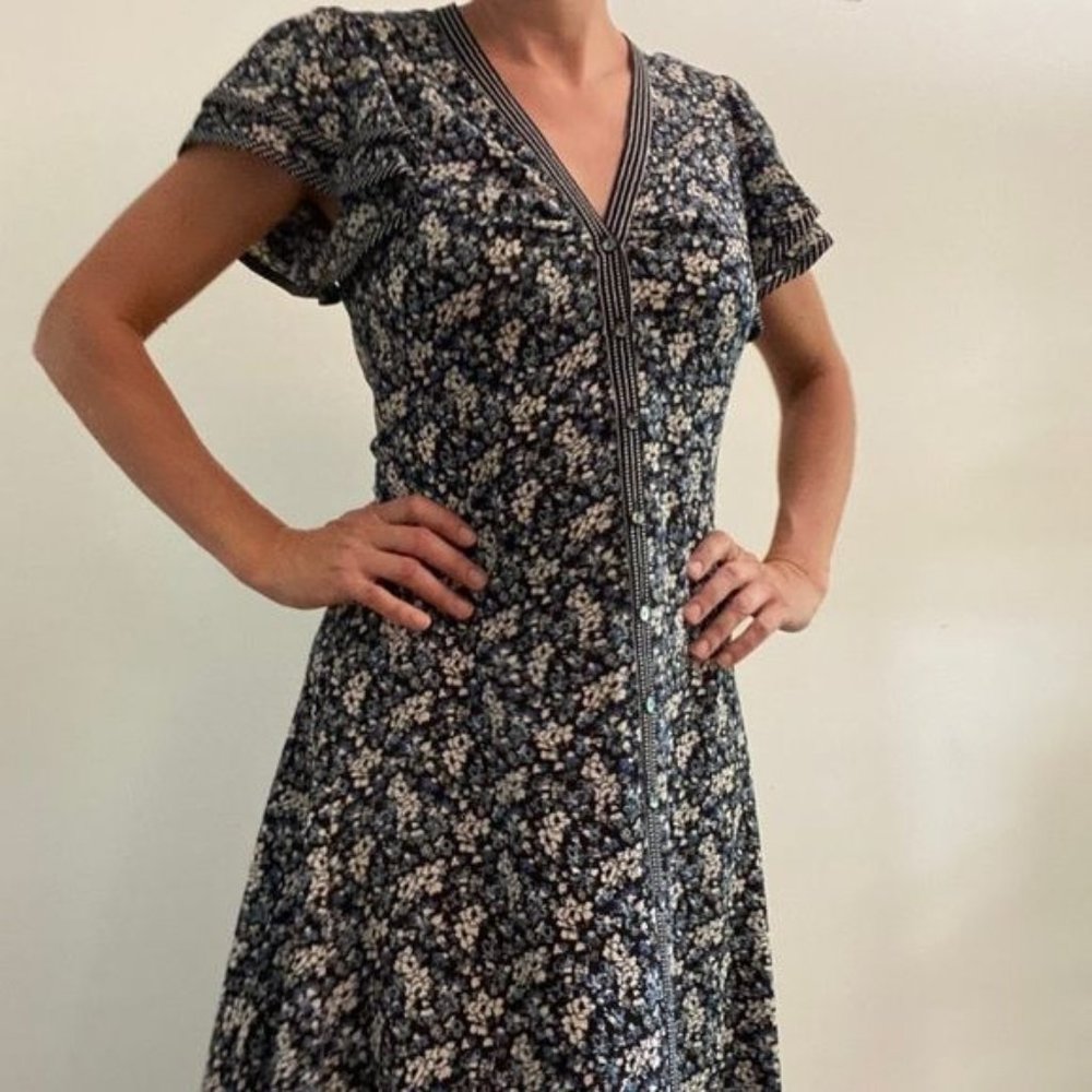 Max Studio Dress Woman's Size Medium (Please see measurements) Dark Green Floral - Picture 1 of 12